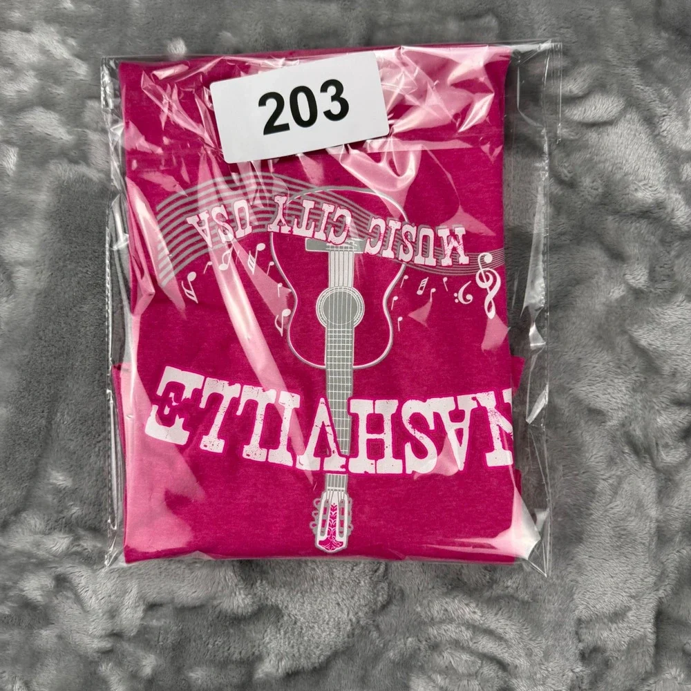 Fruit‎ of the Loom Nashville Music City USA Guitar T-Shirt Pink 2XL Souvenir Tee